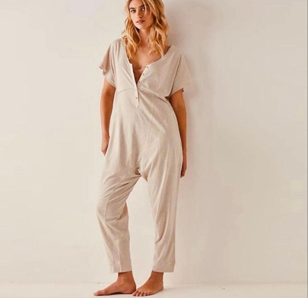 Intimately Free People Pillow Talk Henley Harem Jumpsuit Small NEW